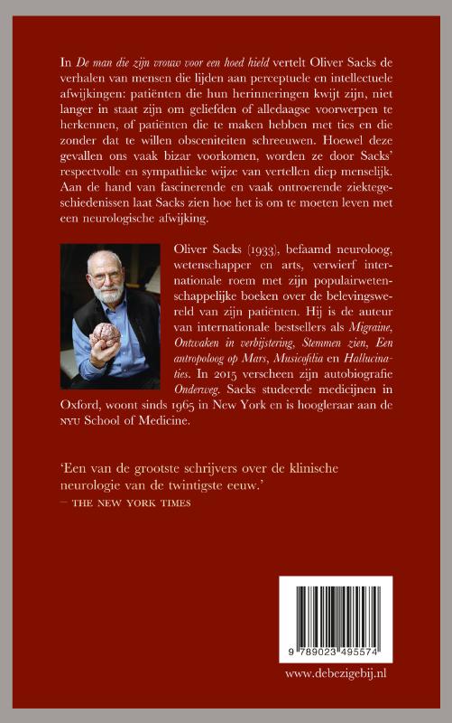 De man die zijn vrouw voor een hoed hield De man die zijn vrouw voor een hoed hield achterkant