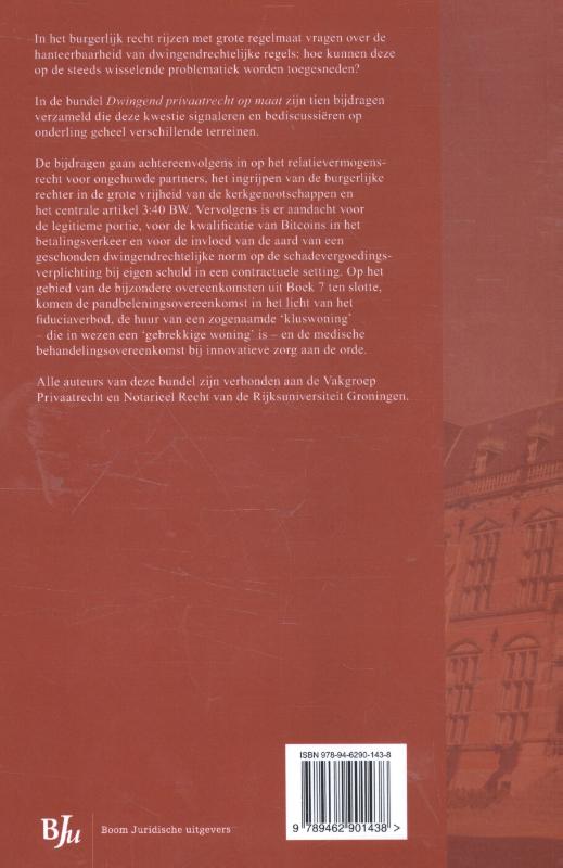 Dwingend privaatrecht op maat / Groningen Centre for Law and Governance achterkant