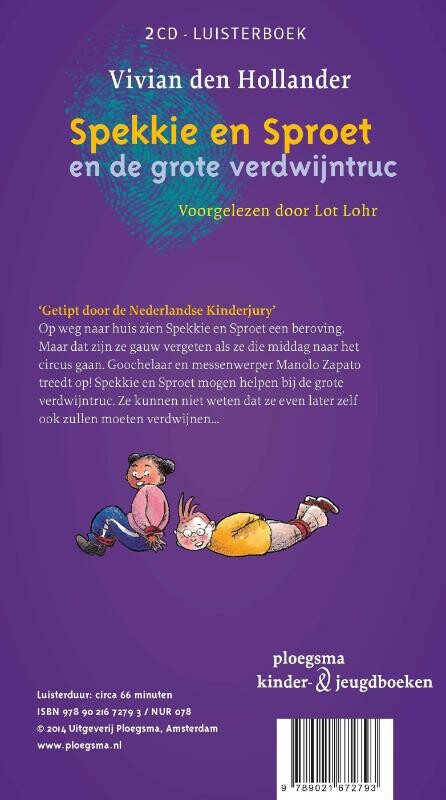 Spekkie en Sproet en de grote verdwijntruc / Ploegsma kinder- & jeugdboeken achterkant