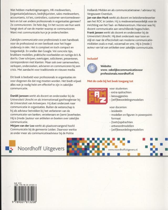 Zakelijke communicatie voor professionals / Vast Boek / Noordhoff Zakelijke communicatie voor professionals / Vast Boek / Noordhoff achterkant