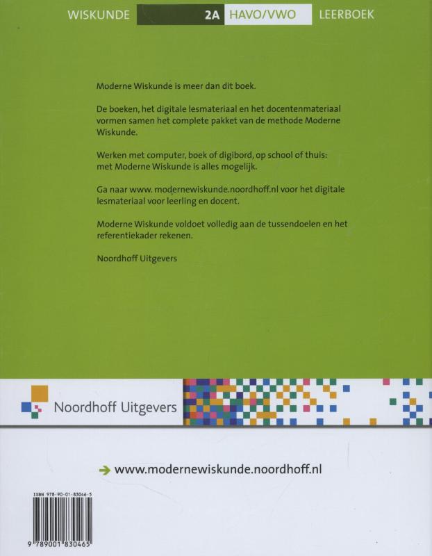 Moderne wiskunde 2A havo/vwo Leerboek achterkant