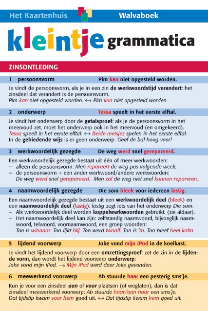 Taalkaarten Walvaboek - Kleintje grammatica