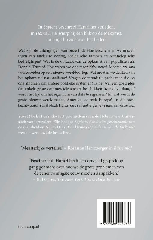 21 lessen voor de 21ste eeuw 21 lessen voor de 21ste eeuw achterkant