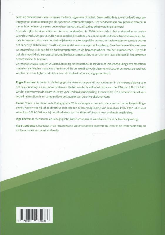 Leren en onderwijzen Inleiding tot de algemene didactiek Commentaren voor lectoren Leren en onderwijzen Inleiding tot de algemene didactiek Commentaren voor lectoren achterkant