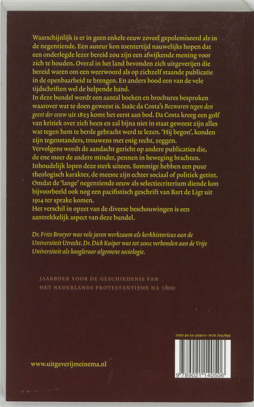 Is 't waar of niet? / Jaarboek voor de geschiedenis van het Nederlands Protestantisme na 1800 / 13 achterkant