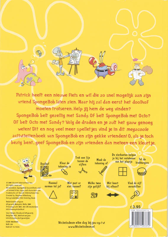 Sponge bob activiteitenboek achterkant