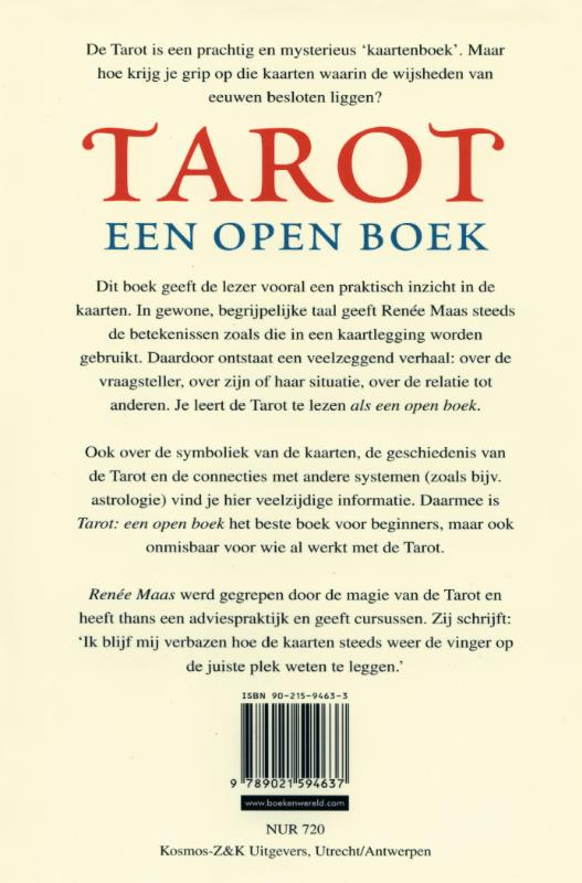 Tarot: een open boek achterkant