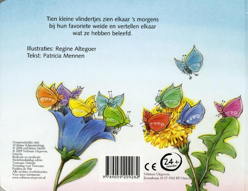 Tien kleine vlindertjes achterkant