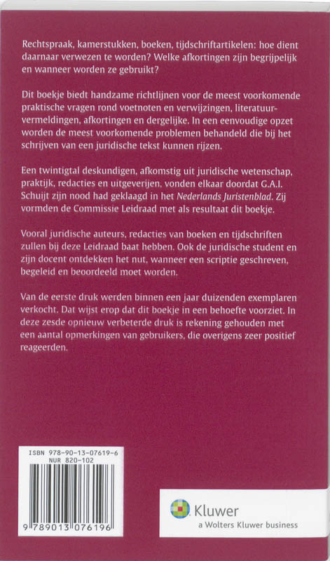 Leidraad voor juridische auteurs Leidraad voor juridische auteurs achterkant