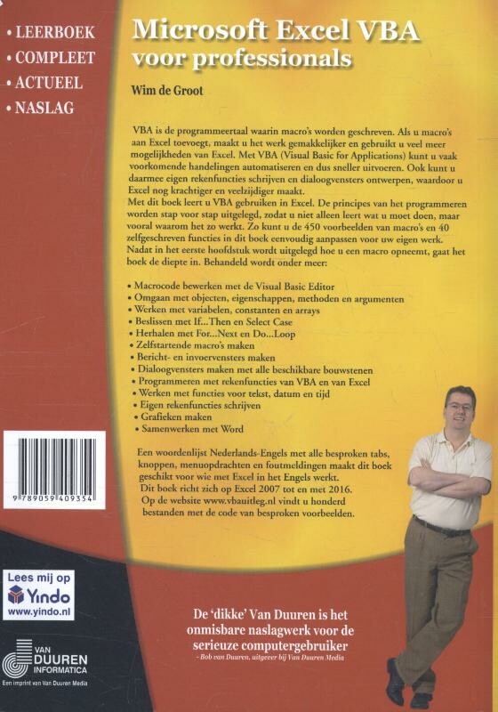 Excel VBA voor professionals / Het complete boek achterkant