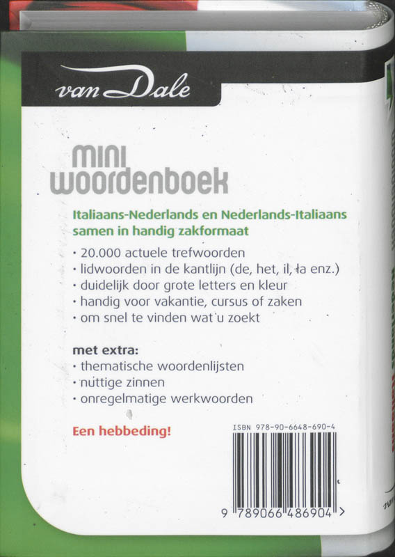 Van Dale Miniwoordenboek Italiaans Nederlands Nederlands Italiaans achterkant