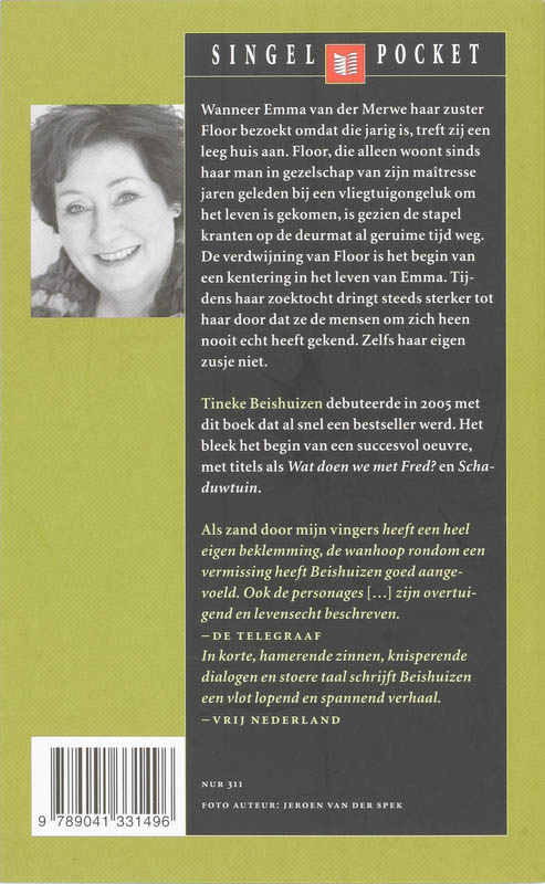 Als zand door mijn vingers achterkant