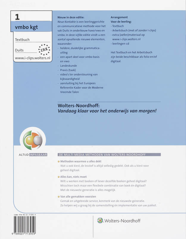 Neue Kontakte 1 Vmbo Kgt Textbuch Neue Kontakte 1 Vmbo Kgt Textbuch achterkant