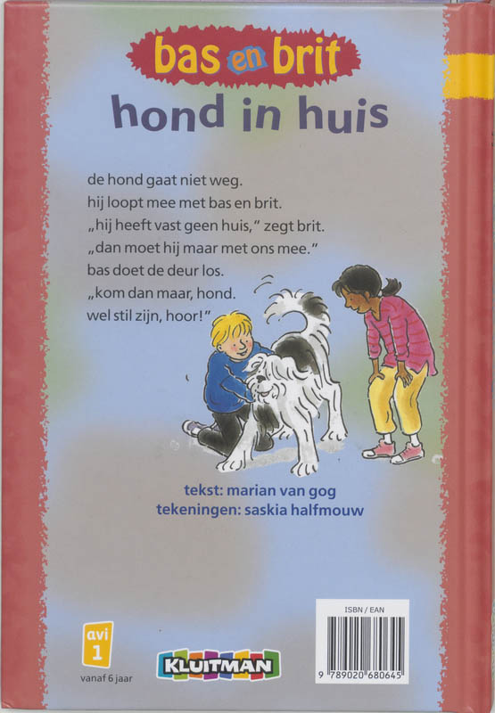 Hond in huis / Bas en Brit (Kluitman) achterkant