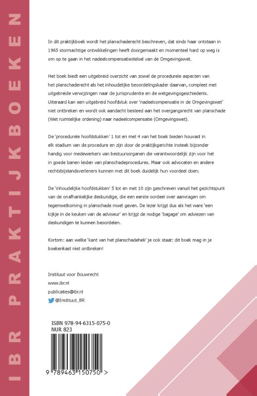 IBR Praktijkboeken  -   Praktijkboek ­Planschade achterkant