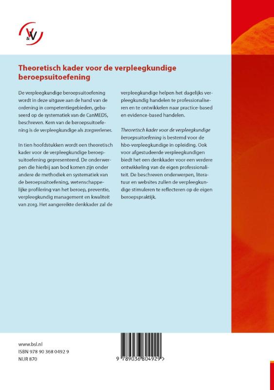 Theoretisch kader voor de verpleegkundige beroepsuitoefening / Basiswerk V&V Theoretisch kader voor de verpleegkundige beroepsuitoefening / Basiswerk V&V achterkant