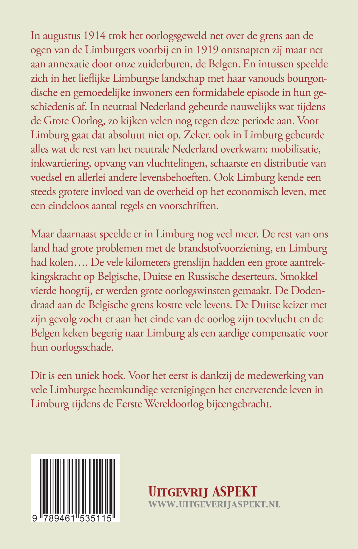 Limburg en de Eerste Wereldoorlog achterkant