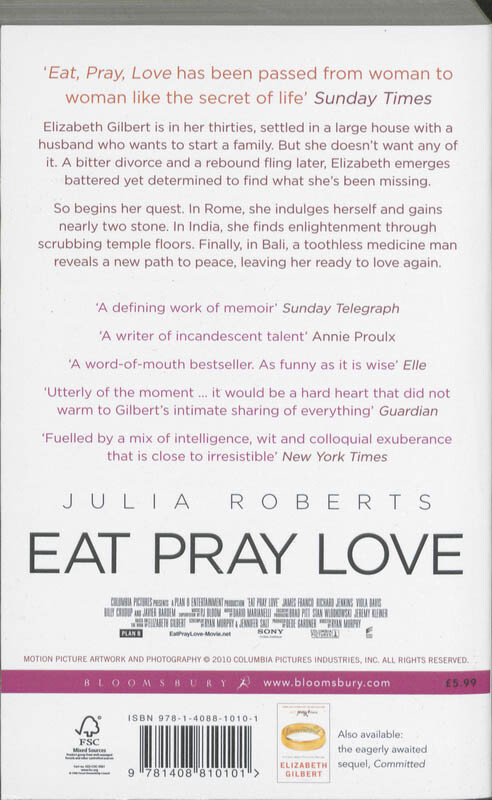 Eat, Pray, Love achterkant