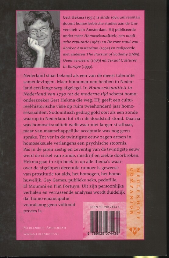 Homoseksualiteit in Nederland van 1730 tot de moderne tijd / Meulenhoff Companion achterkant