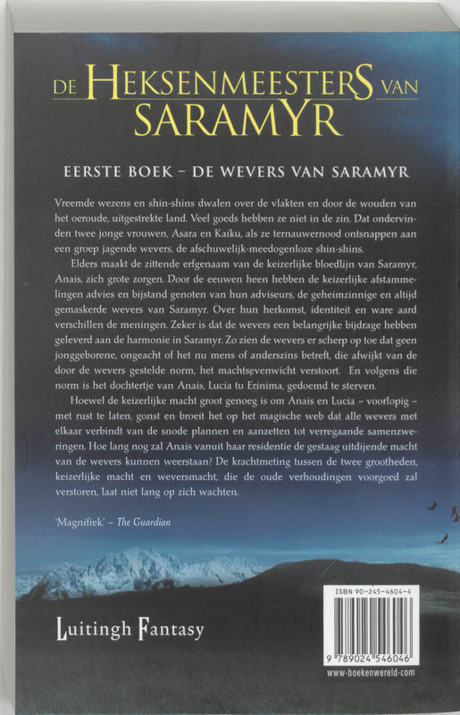 De Heksenmeesters Van Saramyr 1Ste Boek De Wevers Van Saramyr achterkant