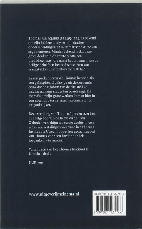 Vertalingen van het Thomas Instituut te Utrecht 1 - Over de Tien Geboden achterkant