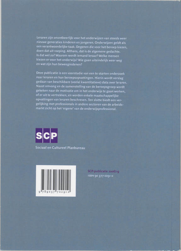 Wie werken er in het onderwijs? / SCP-publicatie / 2006 achterkant