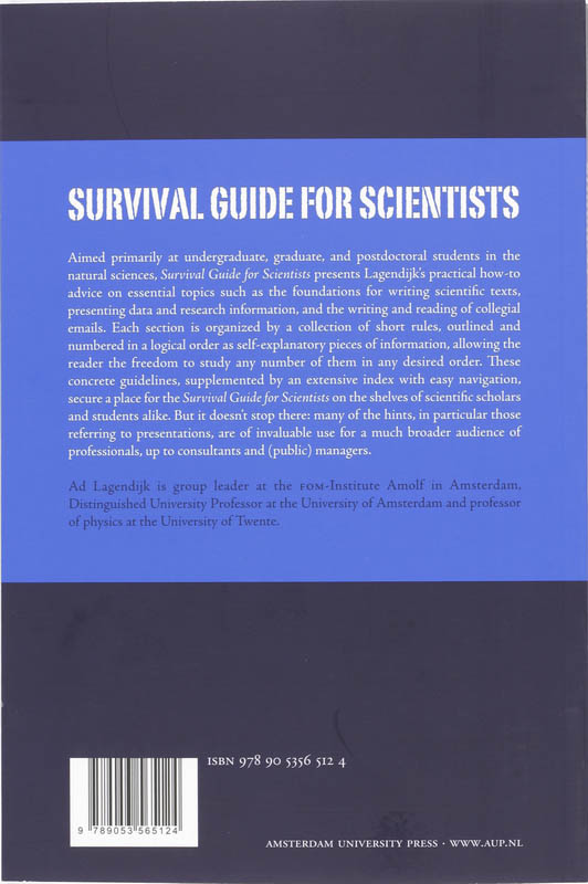 Survival guide for scientists achterkant