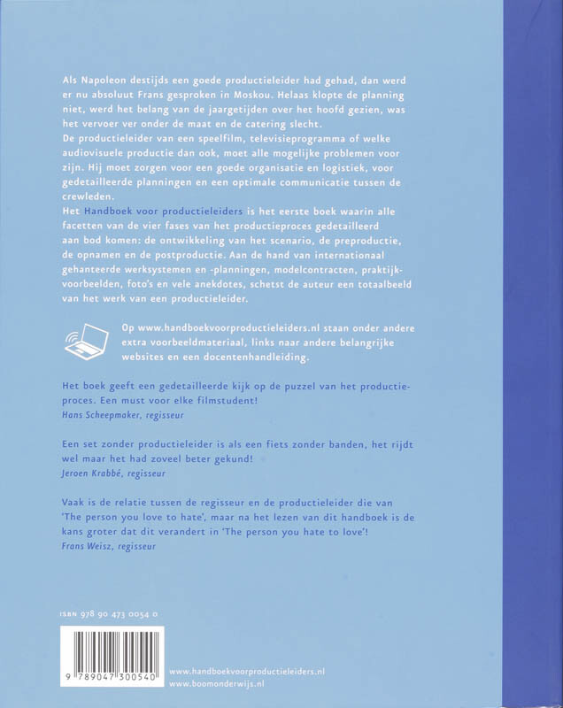 Handboek voor productieleiders achterkant