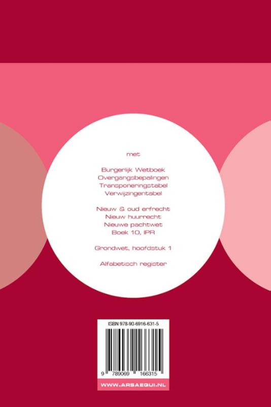 Burgerlijk Wetboek / 2015/2016 / Ars Aequi Wetseditie achterkant