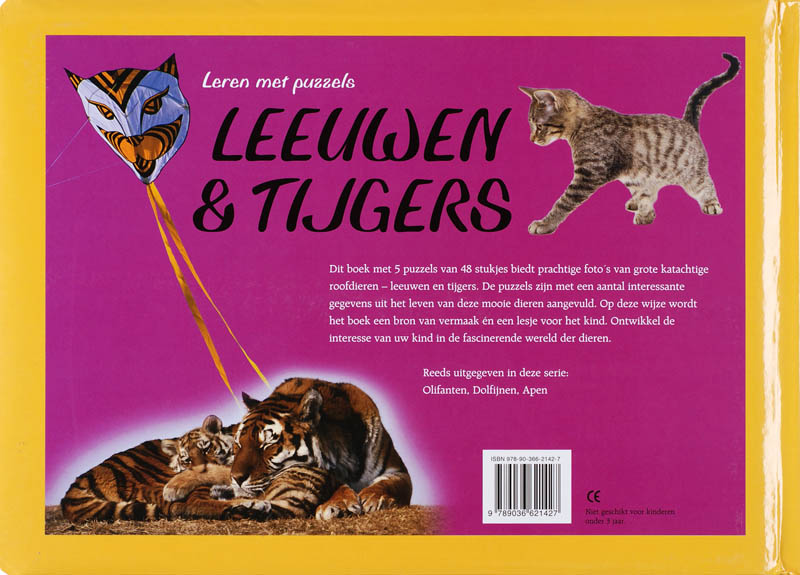 Leren Met Puzzels Leeuwen En Tijgers 5 Puzzels achterkant