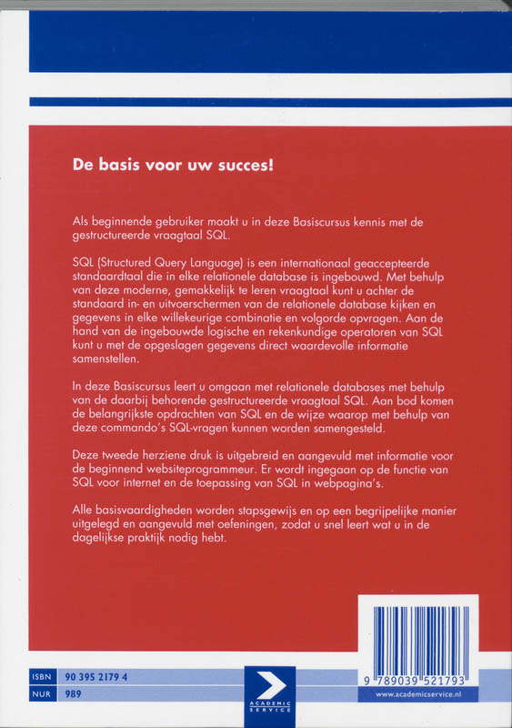 Basiscursus SQL achterkant