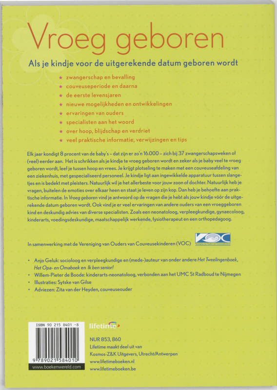 Vroeg geboren Vroeg geboren achterkant