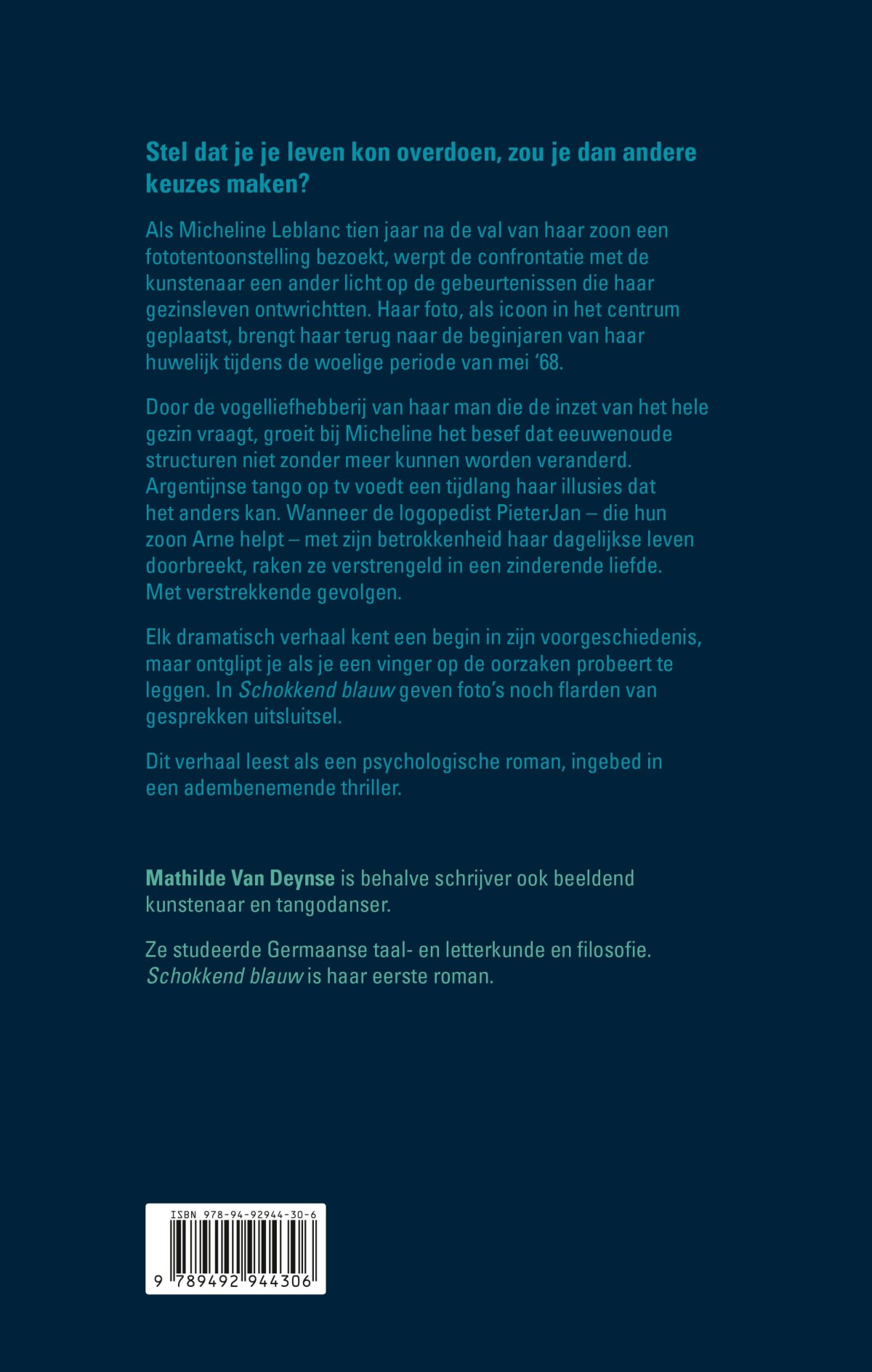 Schokkend blauw achterkant