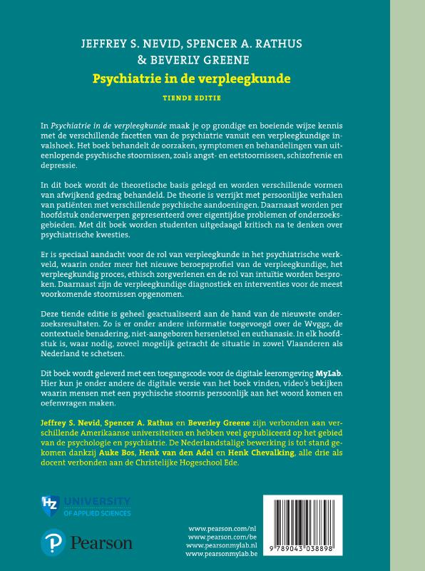 Psychiatrie in de verpleegkunde achterkant