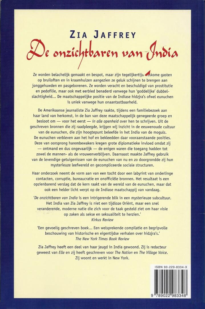 ONZICHTBAREN VAN INDIA achterkant