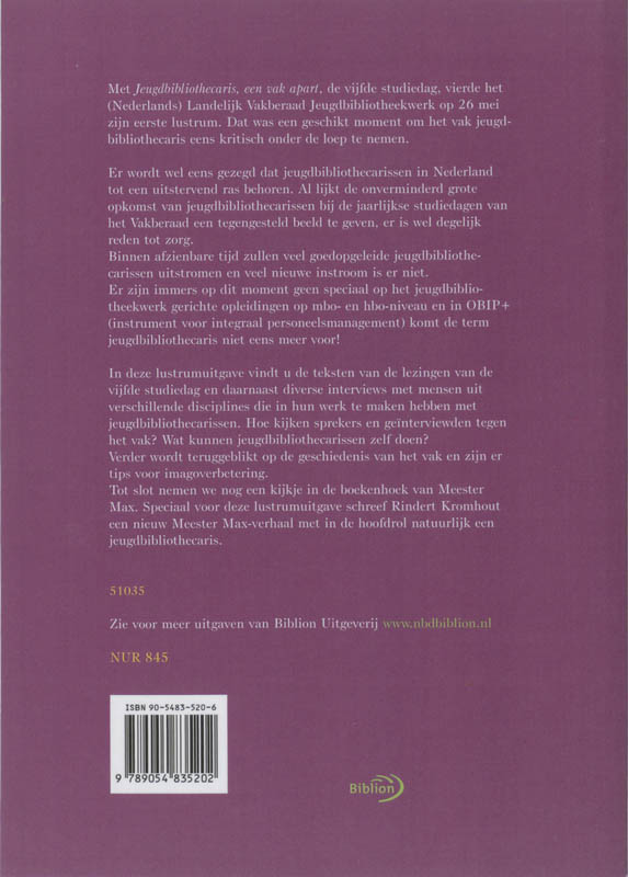 Jeugdbibliothecaris, een vak apart achterkant
