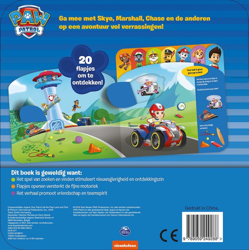Flapjesboek zoek & vind / Paw Patrol achterkant