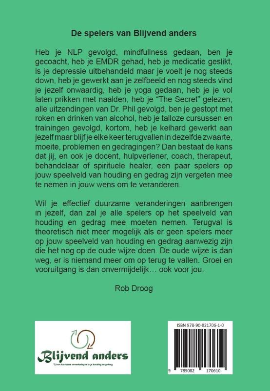 De spelers van Blijvend anders achterkant