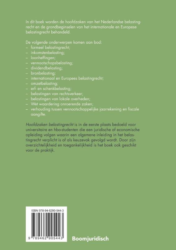 Hoofdzaken belastingrecht / Boom fiscale studieboeken Hoofdzaken belastingrecht / Boom fiscale studieboeken achterkant
