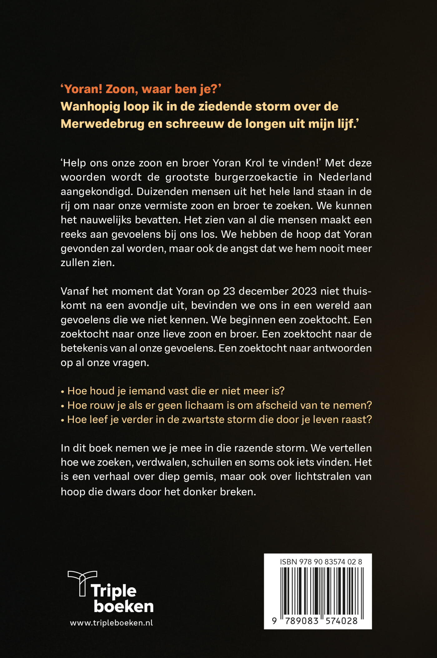 Zoon, waar ben je? achterkant