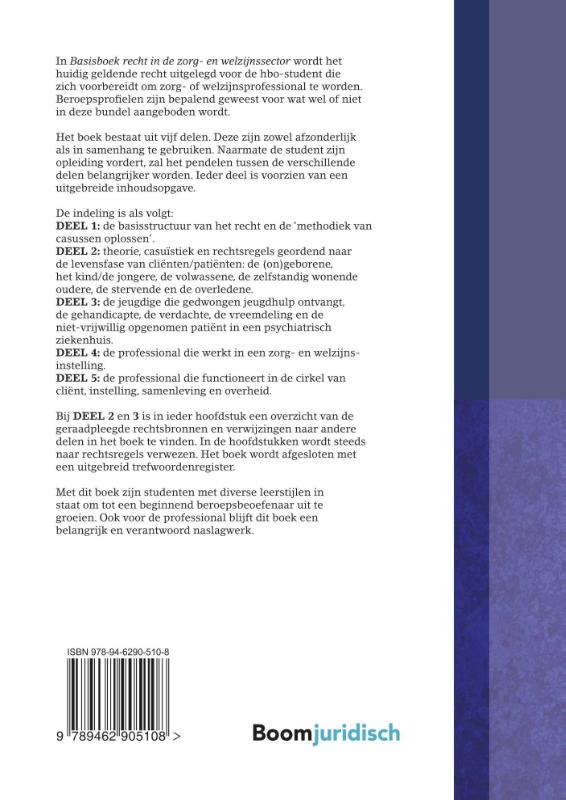 Basisboek recht in de zorg- en welzijnssector 2018-2019 achterkant