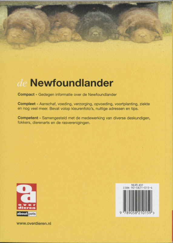 De Newfoundlander / Over Dieren achterkant