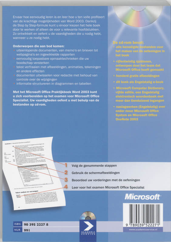 Microsoft Office Praktijkboek Word 2003 / Step by step achterkant