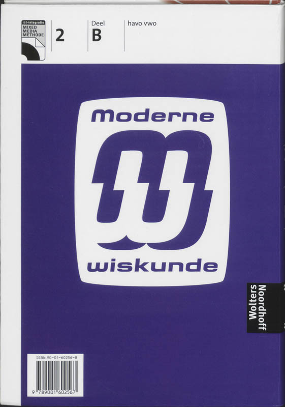 Moderne Wiskunde / 2B Havo Vwo / Deel Leerboek achterkant