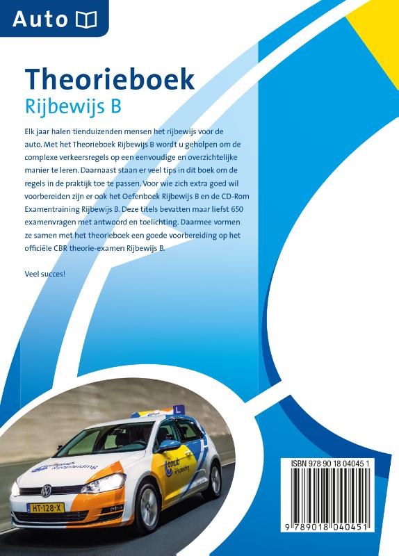 ANWB rijopleiding - Rijbewijs B - Auto Theorieboek achterkant