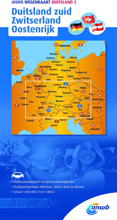 ANWB Wegenkaart Duitsland Zuid/Zwitserland/Oostenr