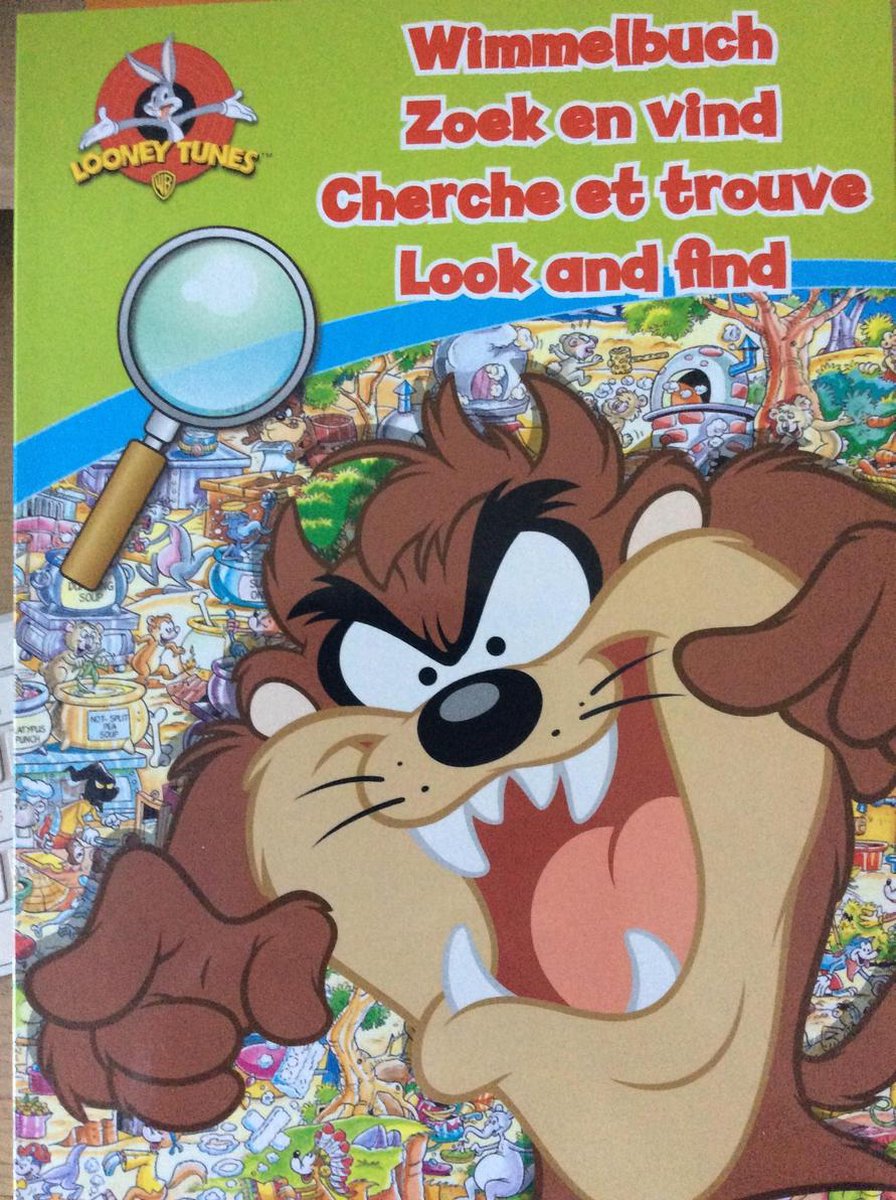 Looney Tunes zoekboek :  Zoek en Vind (kartonnen bladzijdes) Taz , Daffy Duck, Tasmanian Devil, Bugs Bunny