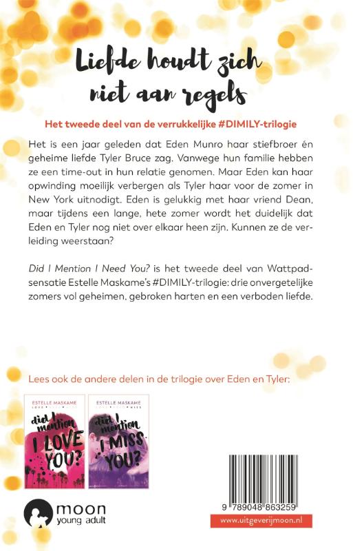 Did I mention I need you? / DIMILY-serie / 2 achterkant