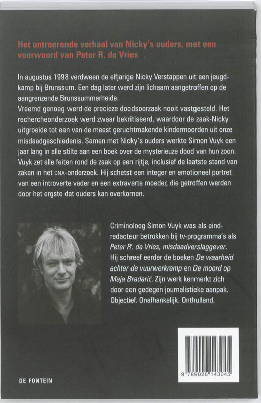 De mysterieuze dood van Nicky Verstappen De mysterieuze dood van Nicky Verstappen achterkant