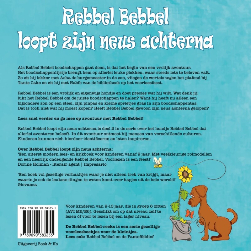 Rebbel Bebbel loopt zijn neus achterna / Rebbel Books / 2 achterkant